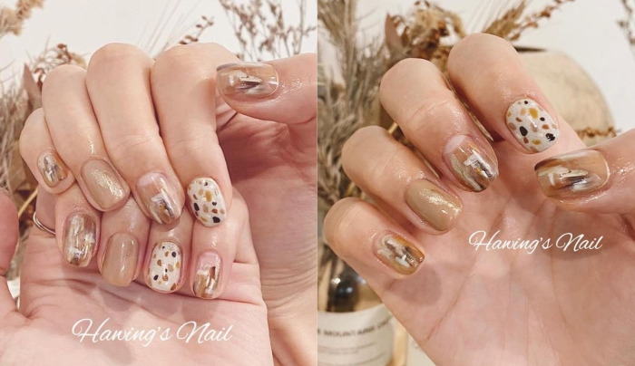 秋冬美甲_秋冬指甲_顯白秋冬美甲.